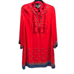 Soft Surroundings Label Noir Casablanca Red Beaded Hippie Tunic Size Lar…
